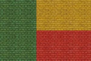 3D Flag of Benin on brick wall photo