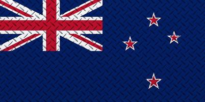 3d bandera de nuevo Zelanda en un metal pared antecedentes. foto