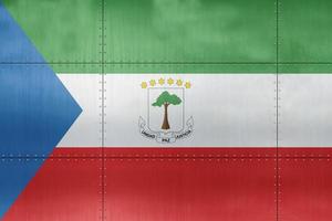 3D Flag of Equatorial Guinea on metal photo