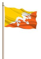 3D Flag of Bhutan on a pillar photo