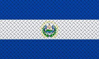 3D Flag of El Salvador on a metal photo
