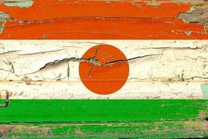 3D Flag of Niger on wood photo