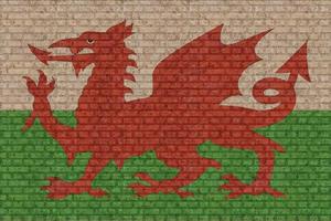 3D Flag of Wales on brick wall photo