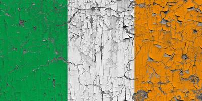 3D Flag of Ireland on stone wall photo