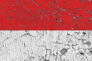 3D Flag of Indonesia on stone wall photo