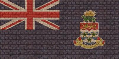 3D Flag of Cayman Islands on brick wall photo