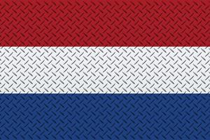 3D Flag of Netherland on a metal wall background. photo