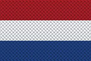 3D Flag of Netherland on a metal wall background. photo