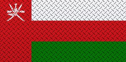 3D Flag of Oman on a metal wall background. photo