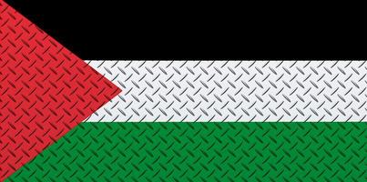 3D Flag of Palestine on a metal wall background. photo