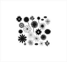 Set of flower silhouette vector art work.