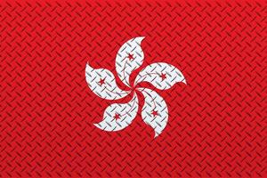 3d bandera de hong kong en un metal foto