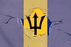 3D Flag of Barbados on glass photo