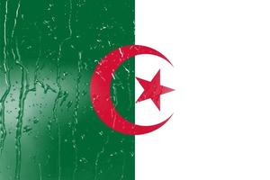 3D Flag of Algeria on a glass photo