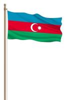 3D Flag of Azerbaijan on a pillar photo