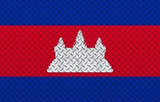 3D Flag of Cambodia on a metal photo