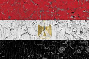 3D Flag of Egypt on stone wall photo