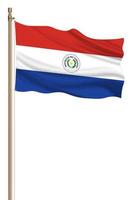 3D Flag of Paraguay on a pillar photo