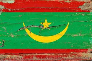3D Flag of Mauritania on wood photo