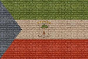 3D Flag of Equatorial Guinea on brick wall photo