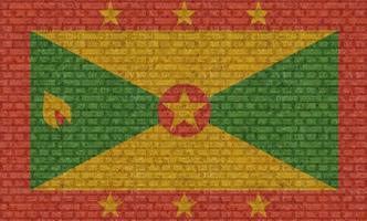 3D Flag of Grenada on brick wall photo