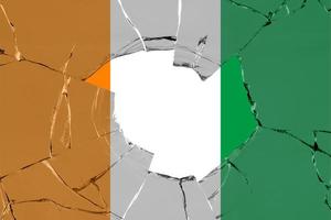 3D Flag of Ivory Coast on glass photo