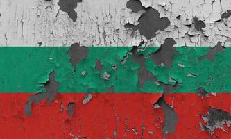 3D Flag of Bulgaria on stone wall photo