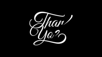 THANK YOU animation text, white lettering animated text for video closing on alpha or transparent background