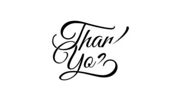 THANK YOU animation text, white lettering animated text for video closing on white and black background