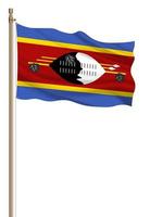 3D Flag of Eswatini on a pillar photo