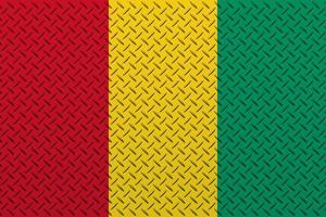 3D Flag of Guinea on a metal photo
