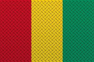 3D Flag of Guinea on a metal photo