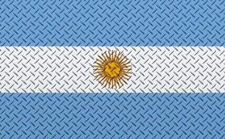 3D Flag of Argentina on a metal photo