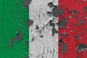 3D Flag of Italy on stone wall photo