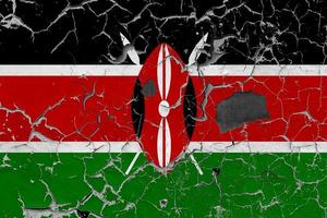 3D Flag of Kenya on stone wall photo