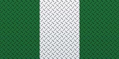 3D Flag of Nigeria on a metal wall background. photo