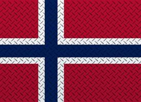 3D Flag of Norway on a metal wall background. photo