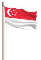 3D Flag of Singapore on a pillar photo