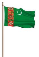 3D Flag of Turkmenistan on a pillar photo