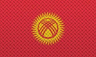 3D Flag of Kyrgyzstan on a metal photo