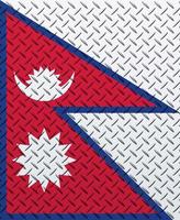 3D Flag of Nepal on a metal wall background. photo