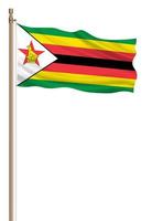 3D Flag of Zimbabwe on a pillar photo