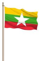 3D Flag of Myanmar on a pillar photo