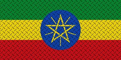 3D Flag of Ethiopia on a metal photo