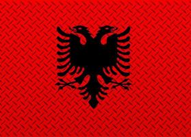 3D Flag of Albania on a metal photo