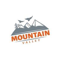 mountain valley adventure logo design vector