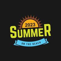 summer on the beach logo with black background vector