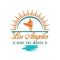 Los Angeles ride the wave logo design vector