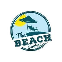 the beach seeker summer logo design vector