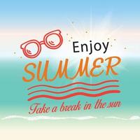 enjoy summer label beach background vector